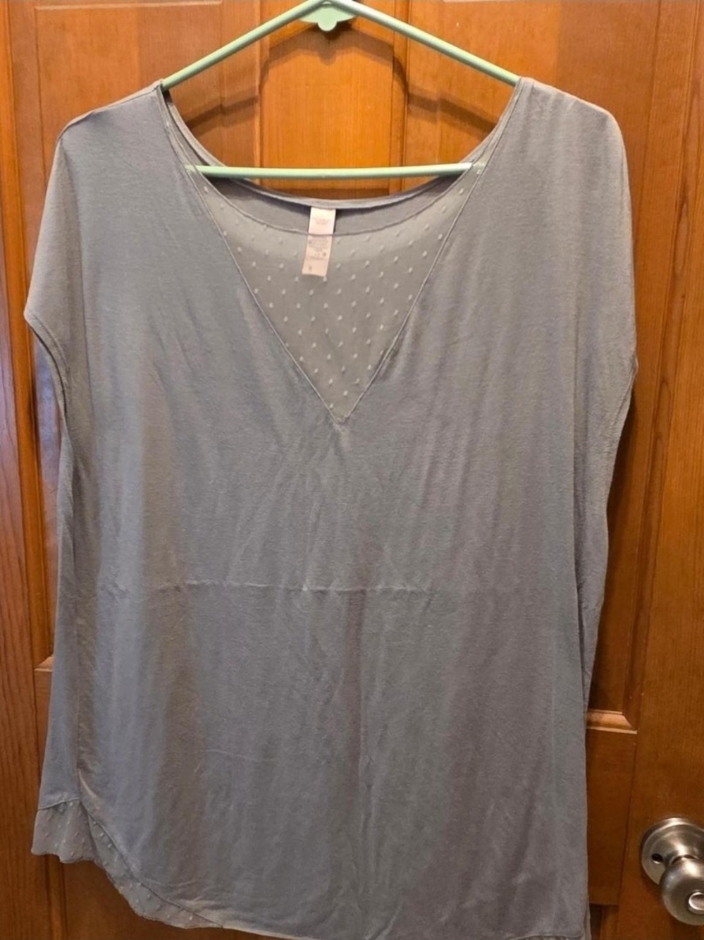 Victoria's Secret Pale Gray V-Neck Tunic with Sheer Dot Inset